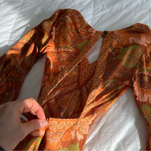 Nine Lives Bazaar Orange Floral Mini Dress - Picture 14 of 16